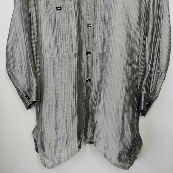 IC By Connie K Button Down Semi Sheer Tunic Top Lagenlook Art To Wear Size Small - Picture 2 of 12